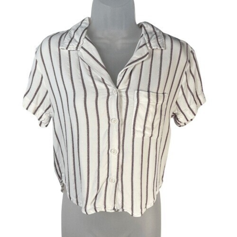 Onia Celeste Striped Cropped Button Down Shirt S
